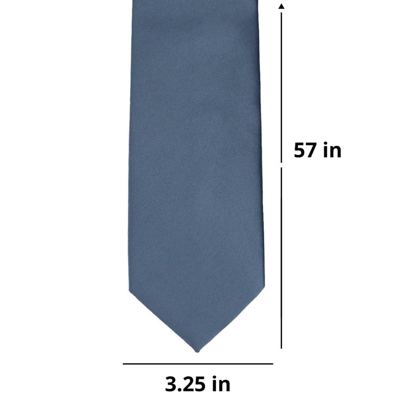 tiemart Premium Solid Color Necktie (Dusty Blue) - Image 3